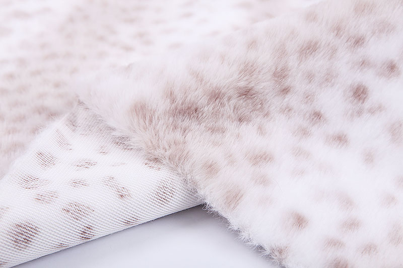 Leopard spot printed imitated rabbit fur