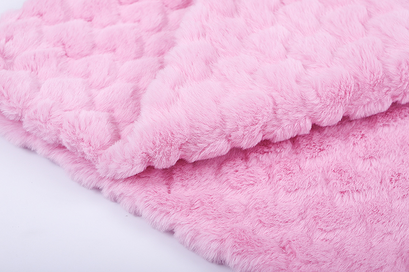 Pink chicken heart embossed artificial fur