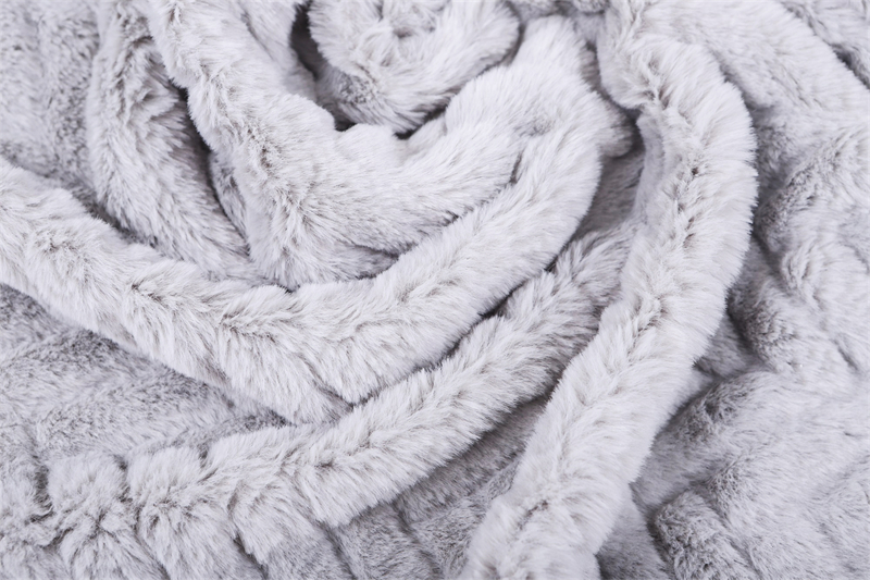 Herringbone embossed short imitated rabbit fur