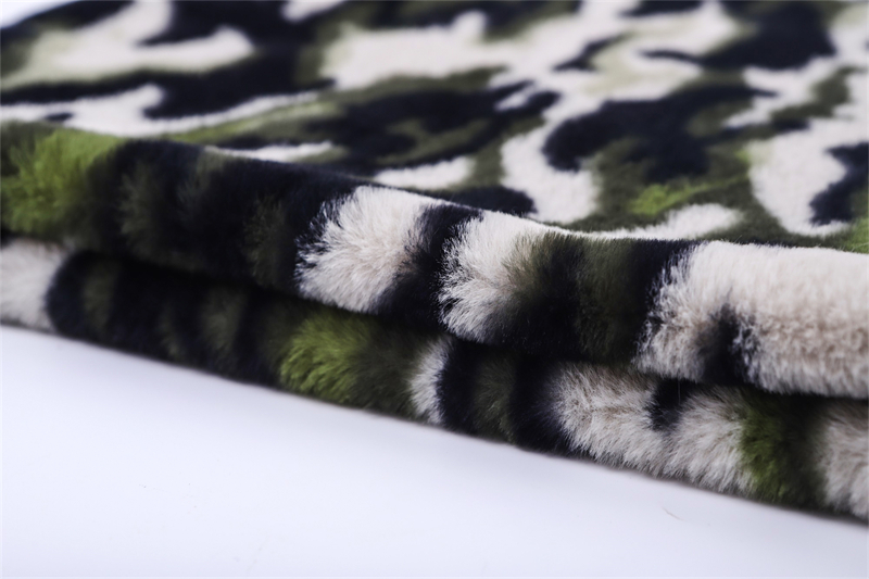 Camouflage printed artificial fur