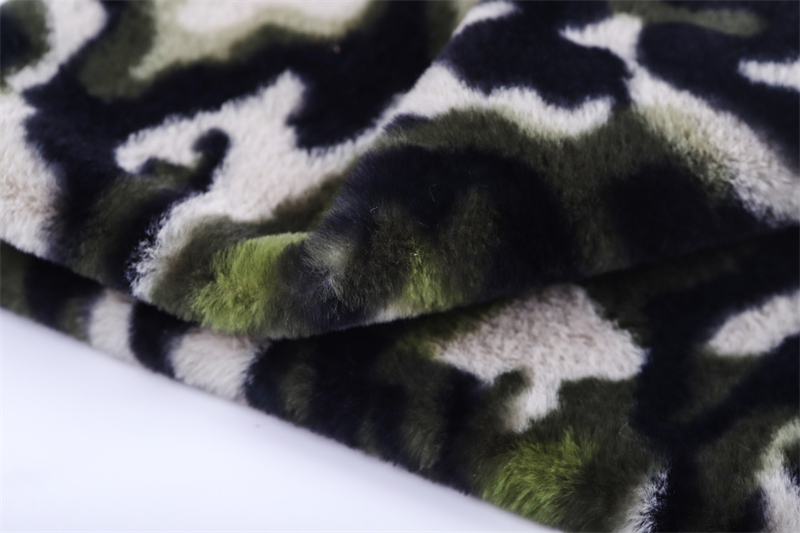 Camouflage printed artificial fur