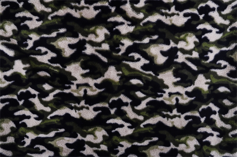 Camouflage printed artificial fur