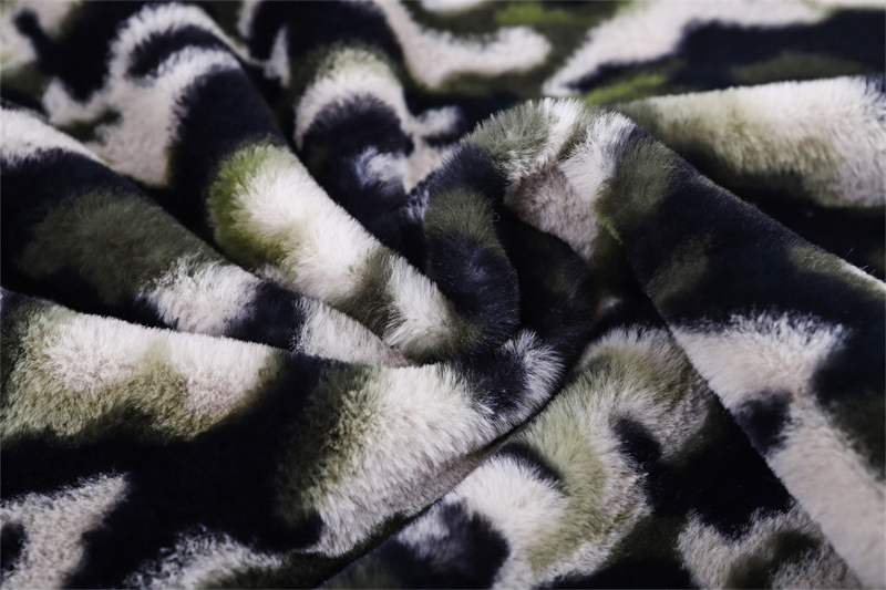 Camouflage printed artificial fur