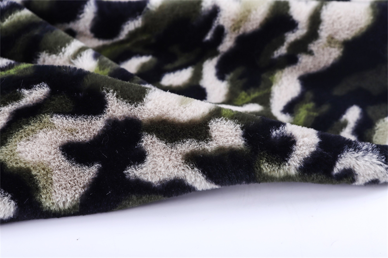 Camouflage printed artificial fur