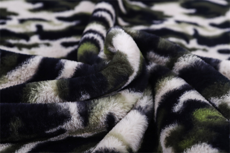 Camouflage printed artificial fur