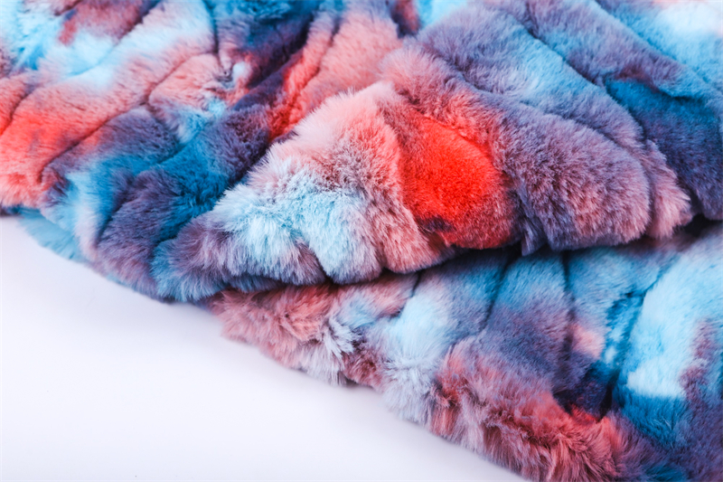 Tie dyed embossed artificial fur