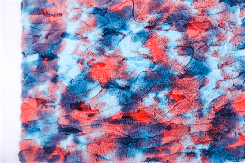 Tie dyed embossed artificial fur