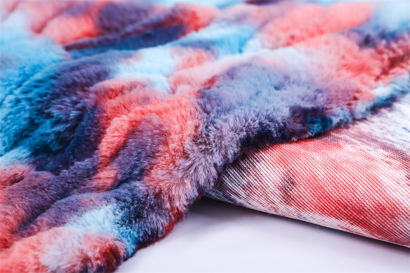 Tie dyed embossed artificial fur