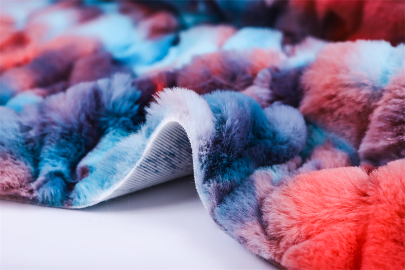 Tie dyed embossed artificial fur