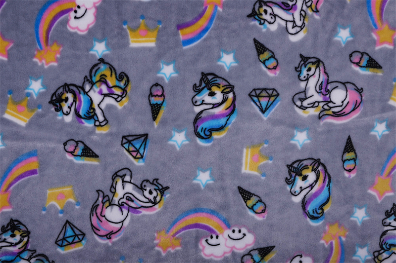 Double-sided unicorn diamond crown rainbow printed flannel fleece