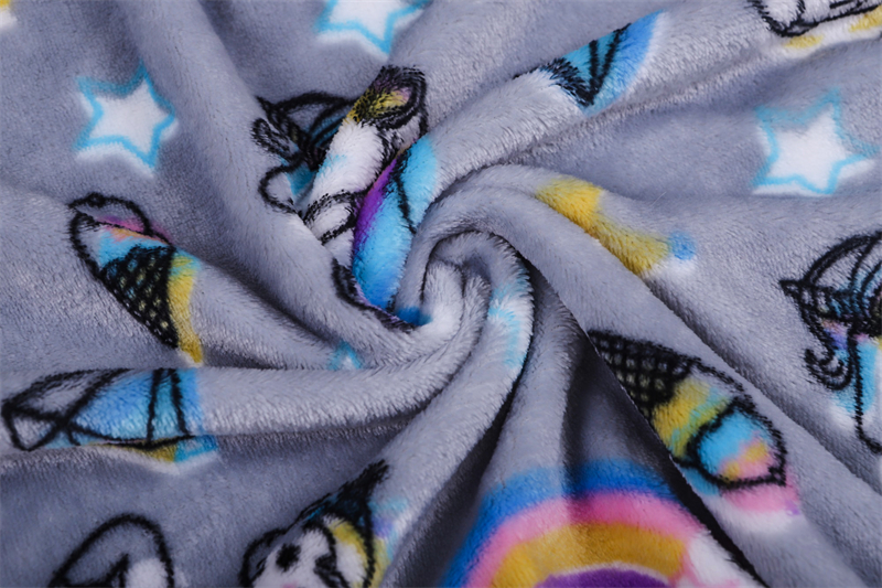 Double-sided unicorn diamond crown rainbow printed flannel fleece