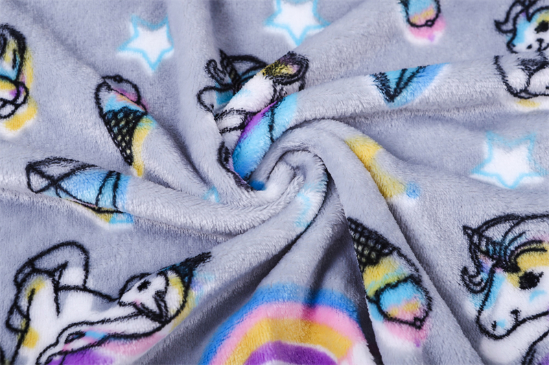 Double-sided unicorn diamond crown rainbow printed flannel fleece