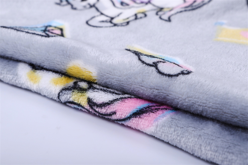 Double-sided unicorn diamond crown rainbow printed flannel fleece