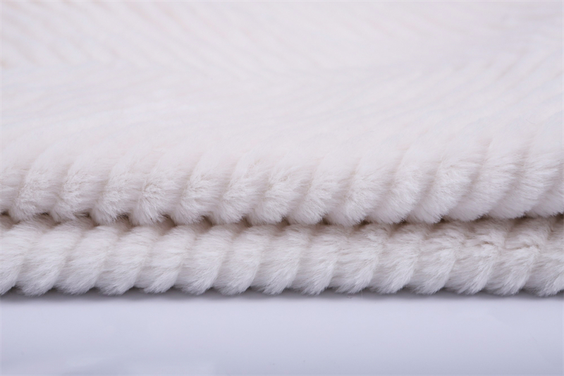 Beige 3D V-shaped embossed artificial fur