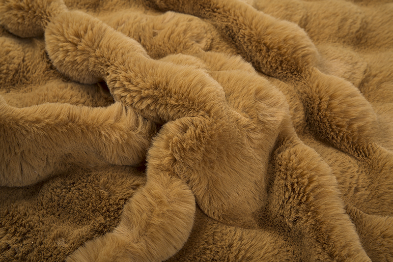 Brown jacquard artificial fur