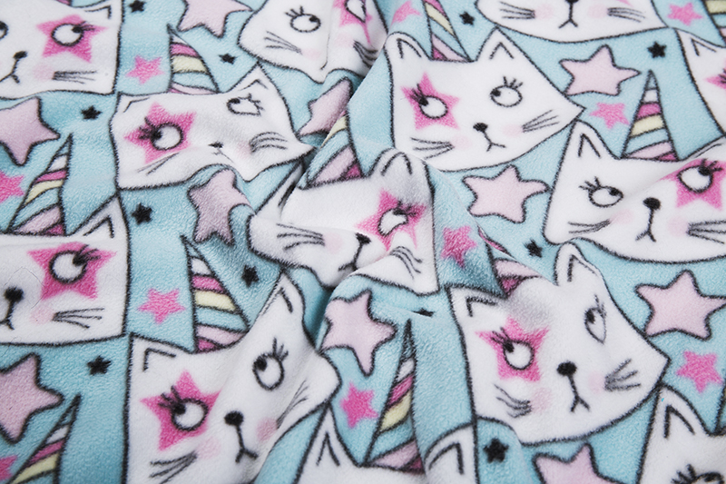 Blue cat pattern polar fleece